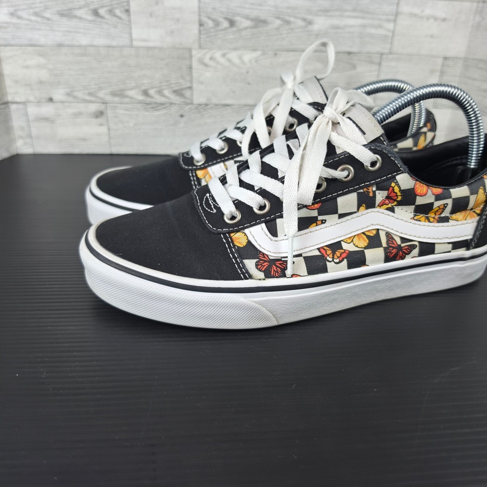 Vans Ward Womens 9 Black White Checkerboard Butterfly Low Top Sneakers 1500714 - Picture 3 of 10